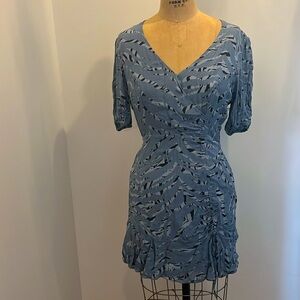 Parker Blue/Black Print Short-Sleeve Mini Dress 8